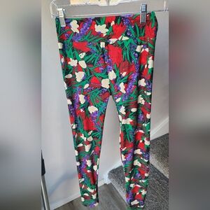 Lularoe Leggings Full Floral Print One Size (OS) 24in x 25in